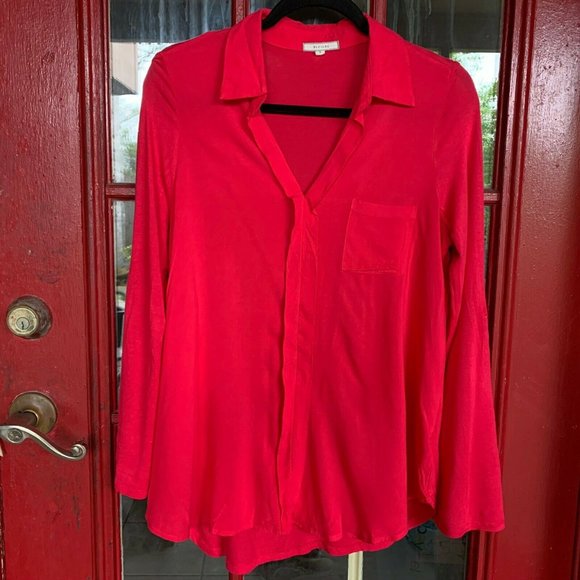 Pleione Women Size Small Hot Pink Long Sleeve‎ V Ne - Picture 1 of 8